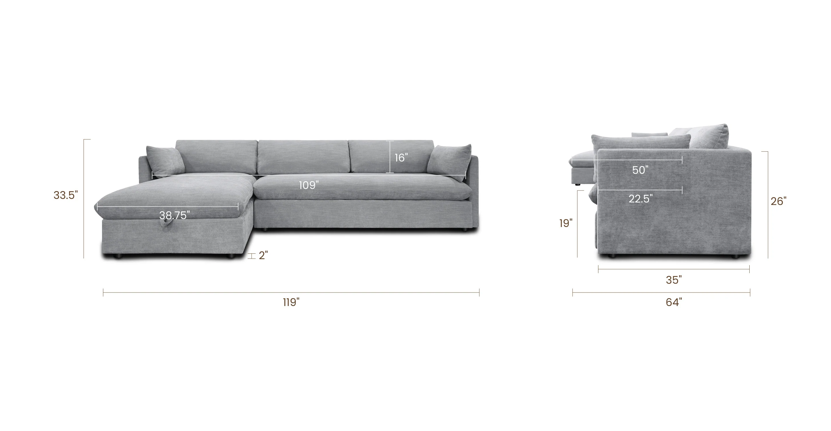 Argos Left-Facing Sleeper Sectional Sofa Bed - Image 16