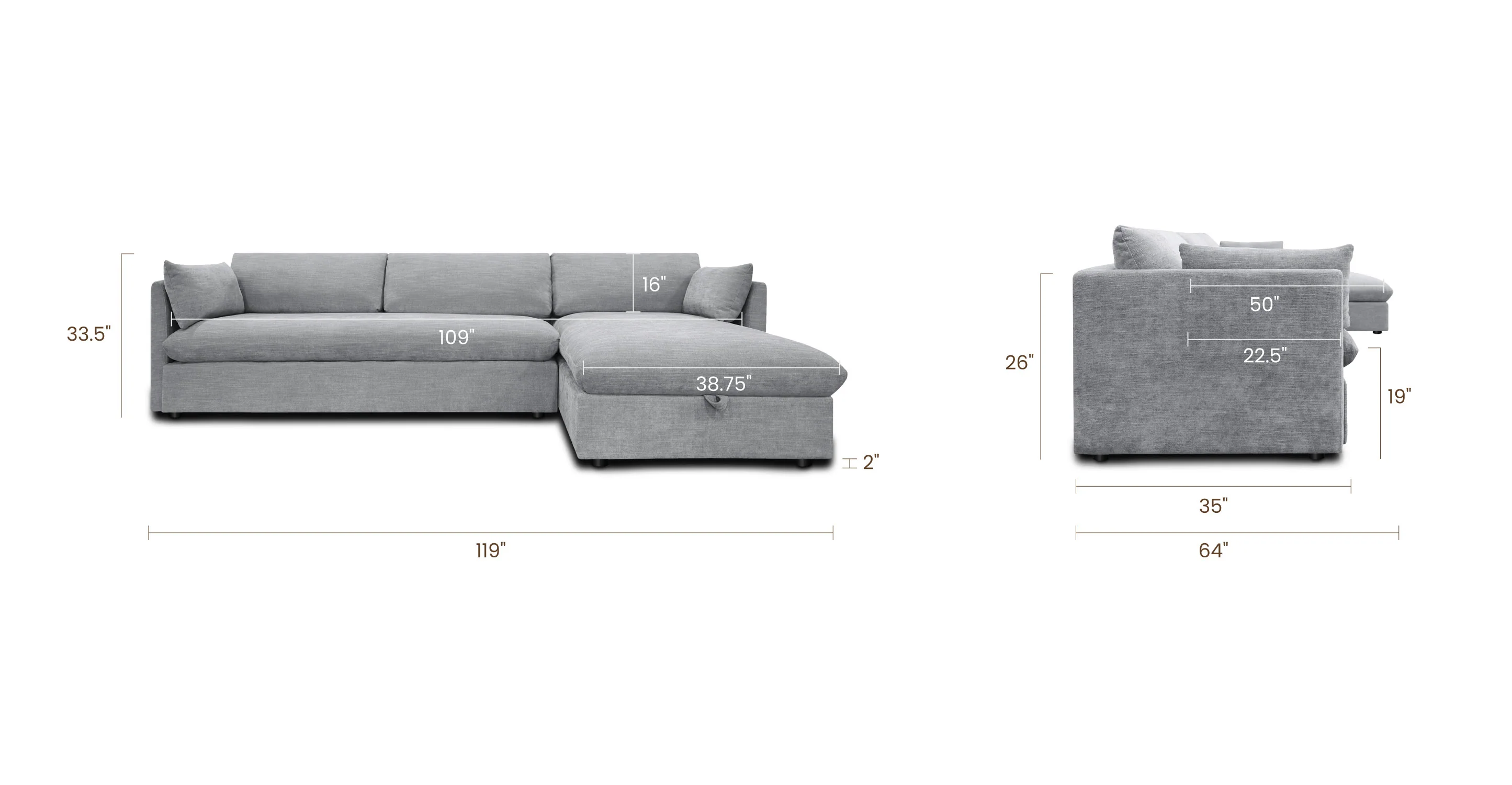 Argos Right-Facing Sleeper Sectional Sofa Bed - Image 15