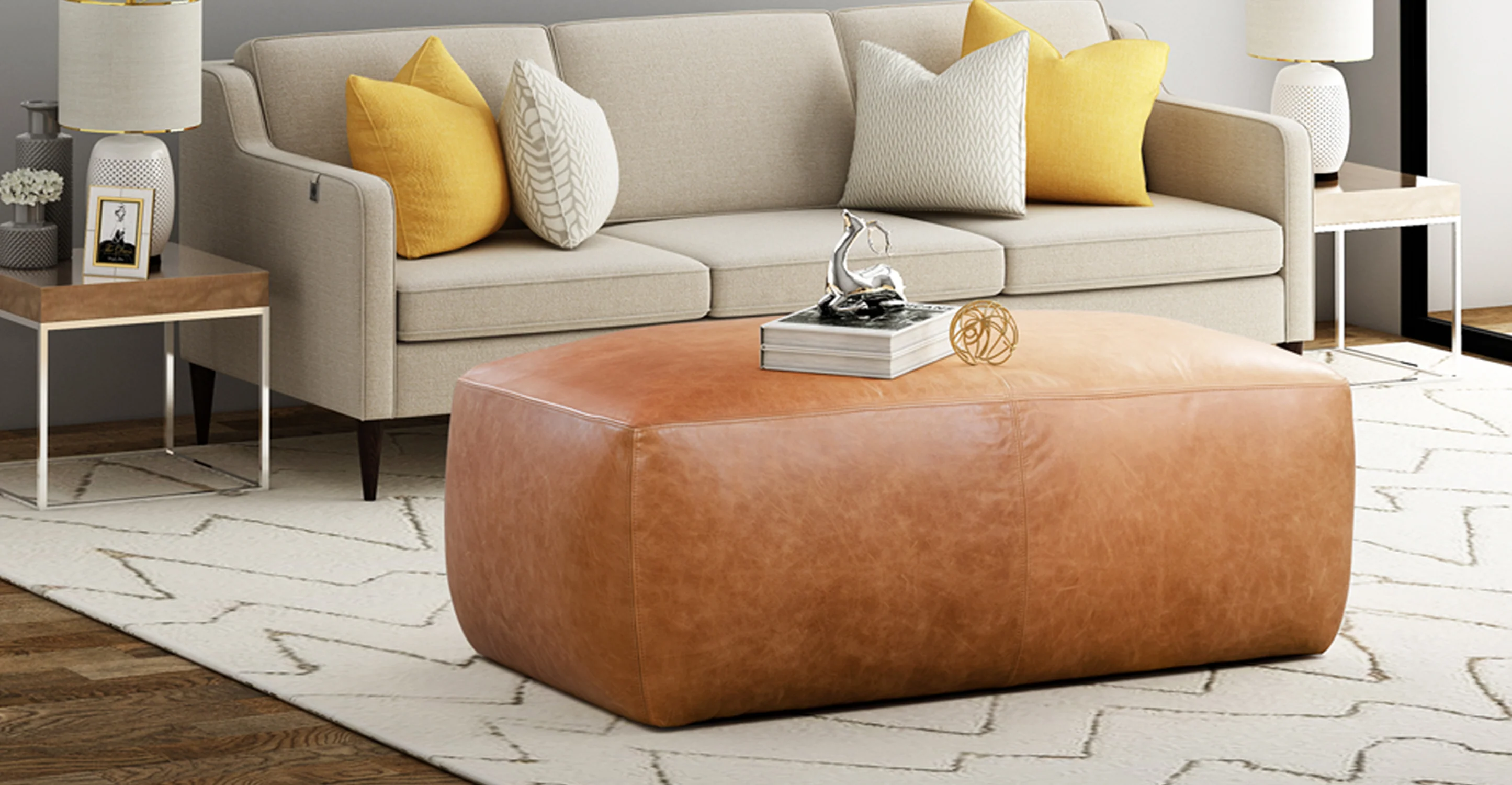 Denver Leather Ottoman - Image 4