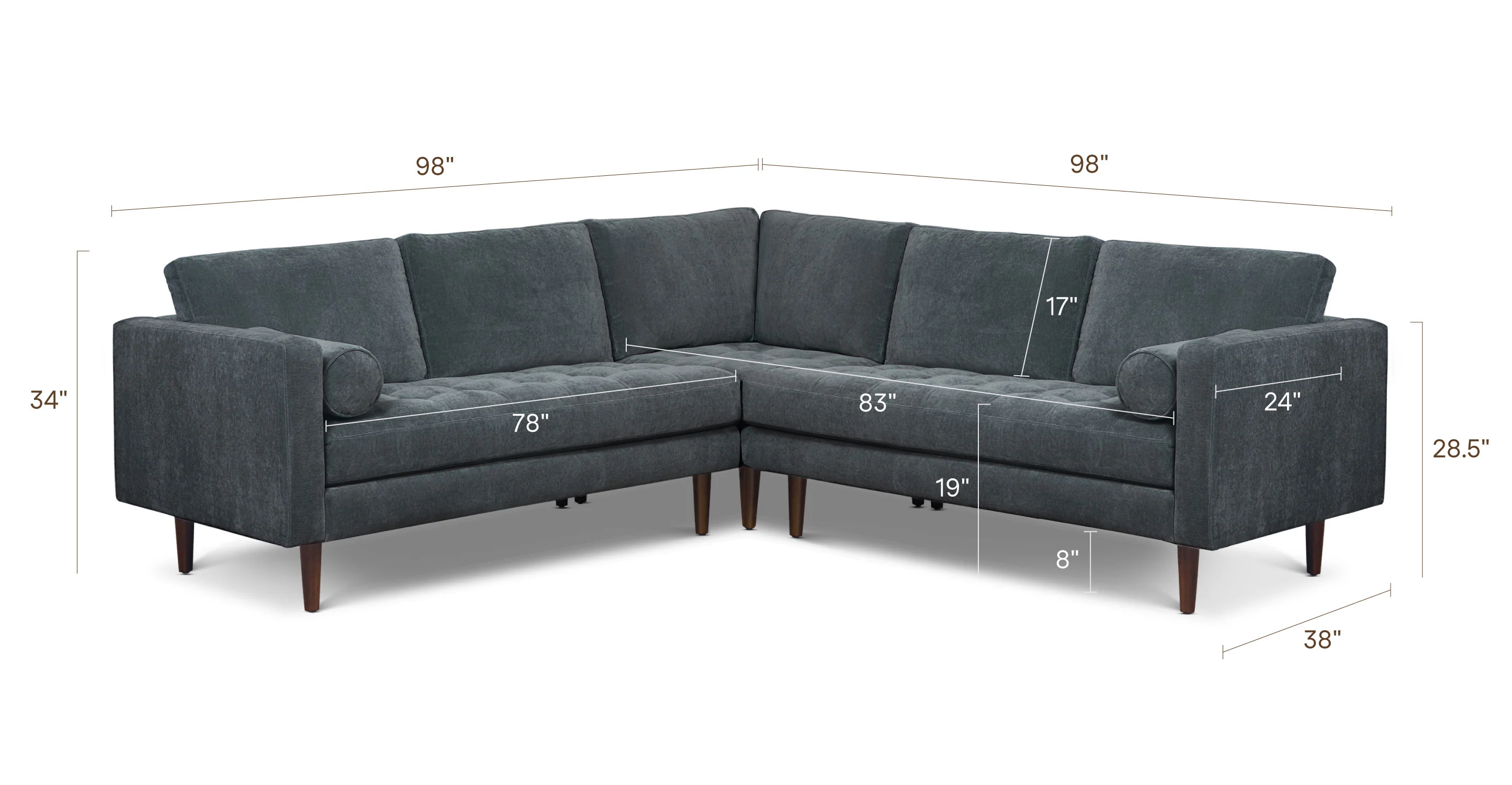 Napa Velvet Corner Sectional Sofa - Image 31