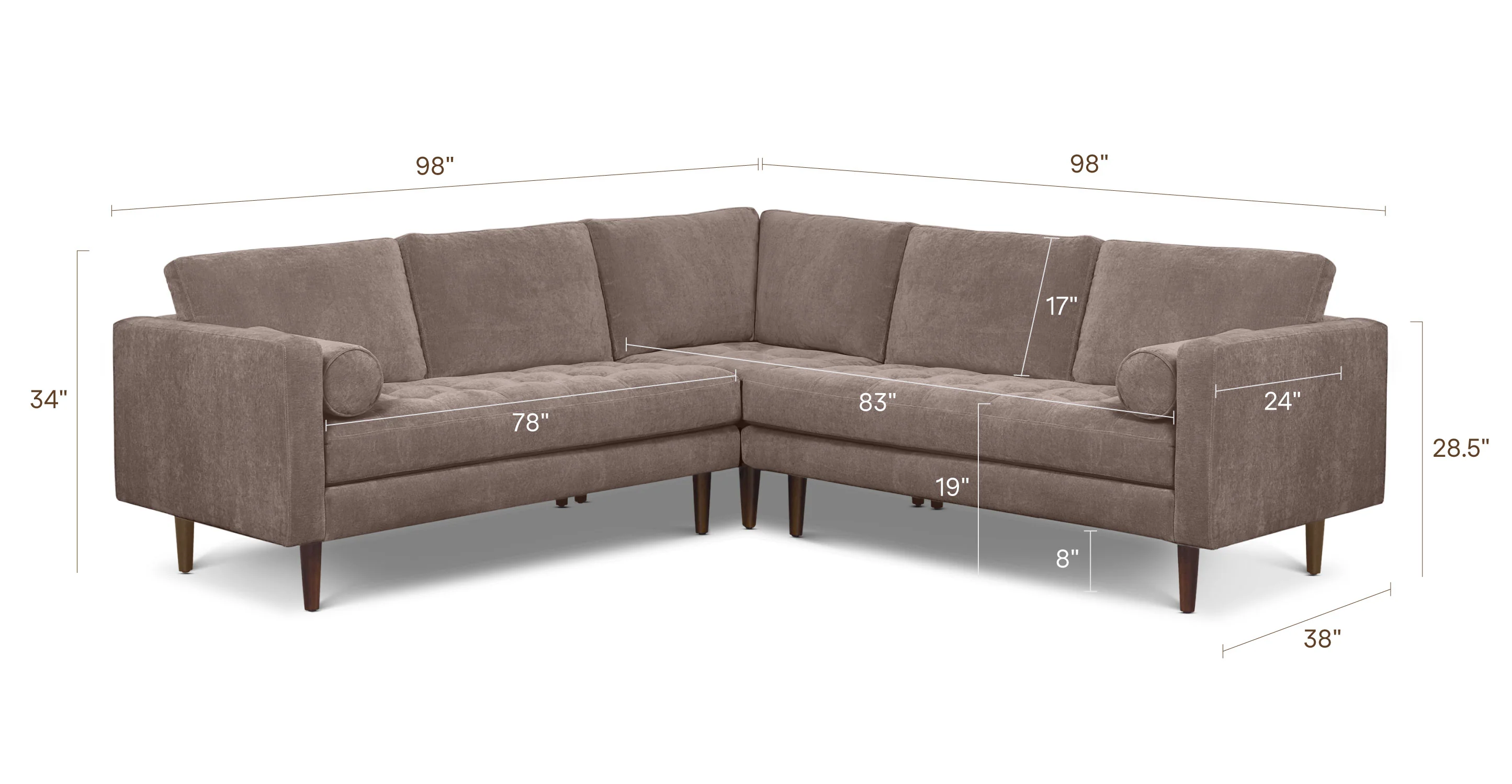 Napa Velvet Corner Sectional Sofa - Image 45
