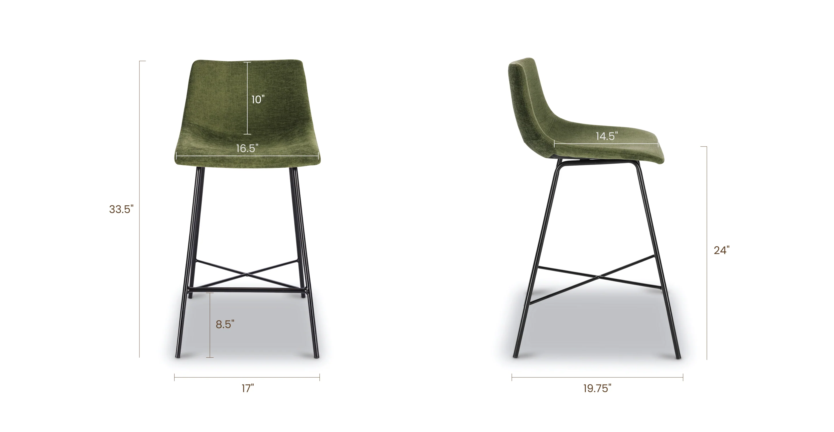 Paxton 24” Velvet Counter Stool - Image 6